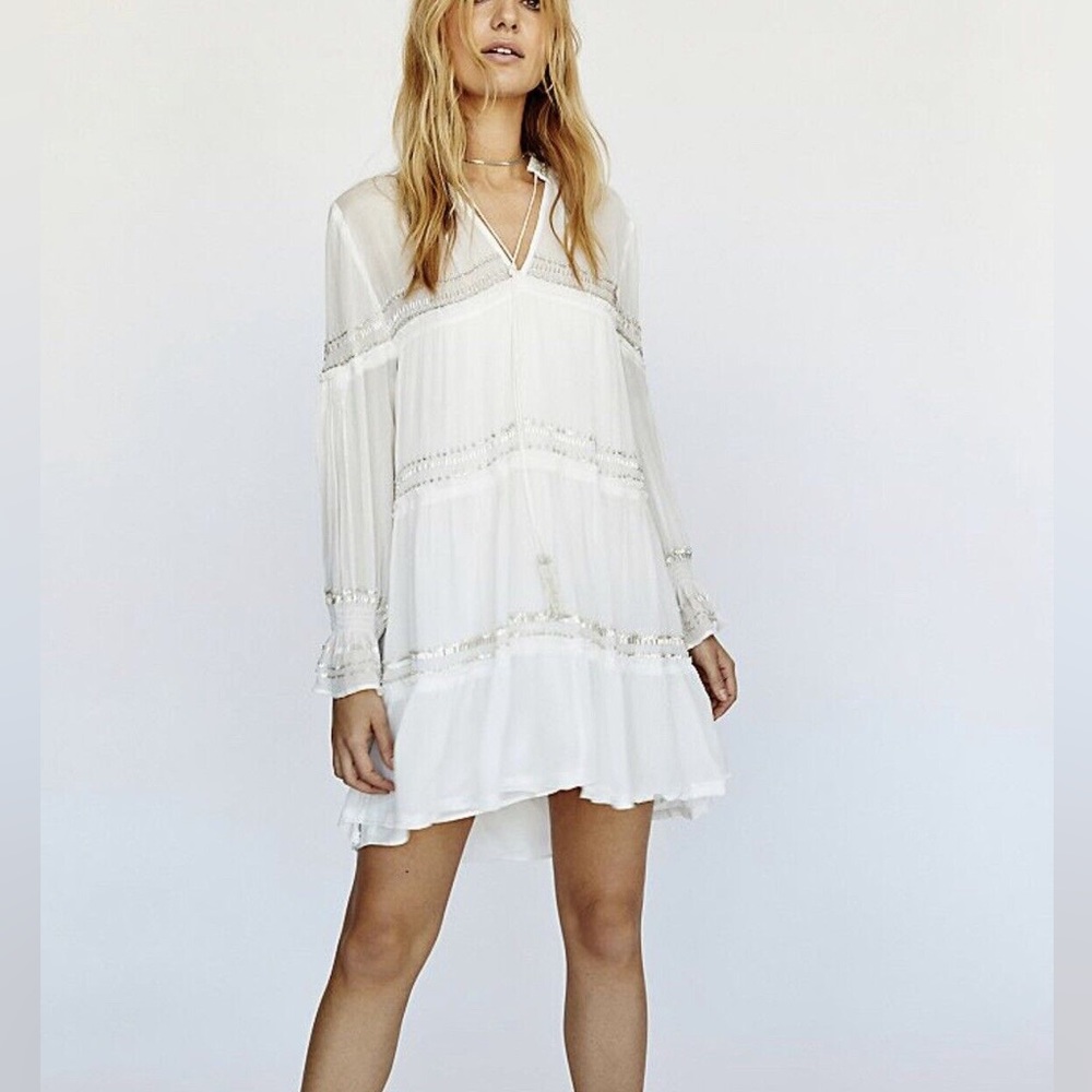White beaded free people dress